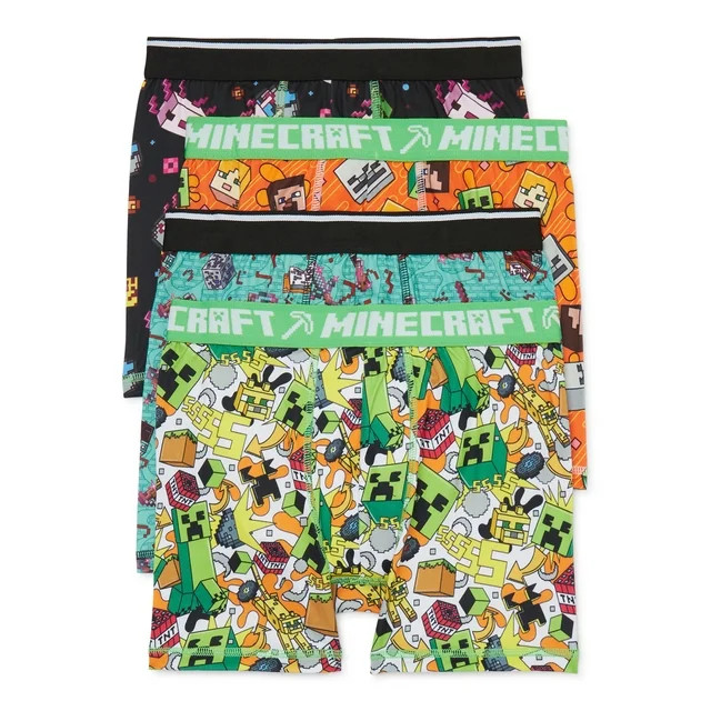 Minecraft Boys Boxer Brief Underwear, 4-Pack, Sizes 4-10 | Walmart (US)