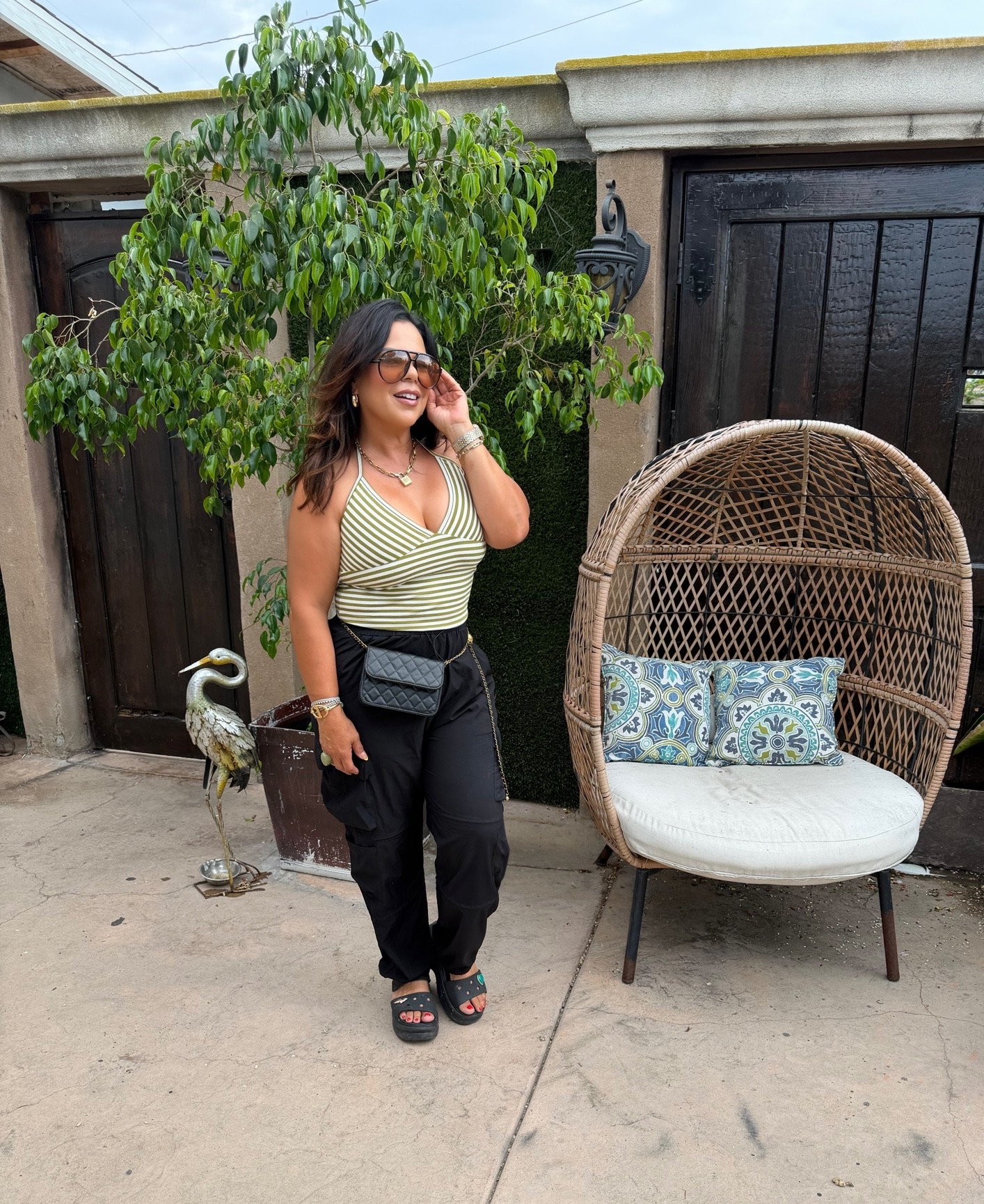I’m wearing my favorite cargo pants from Amazon! They are lightweight and can be cinched at the ankle for added style.  The halter top from Target 🎯 is so cute I had to pick it up in other colors!

Top: L
Pants: L 
Crocs: 9

*Some of my jewelry is not available but I have added other options for you.


#casualstyle #elevatedcasual #ootd #summeroutfit

#LTKOver40 #LTKMidsize #LTKBeauty