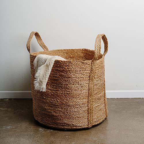 GooBloo Large Woven Storage Basket 100% Jute - 17 x 17” Tall Decorative Jute Rope Basket for Li... | Amazon (US)