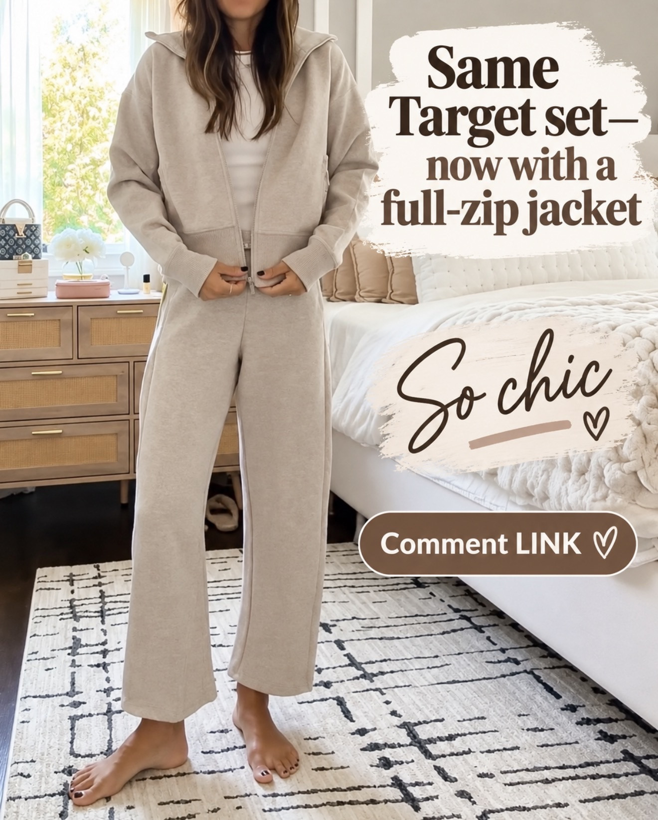 The same Target set—now with a full-zip jacket 😍 It looks so chic and expensive but still feels comfy enough for everyday. 
💬Comment LINK and I’ll send it over!