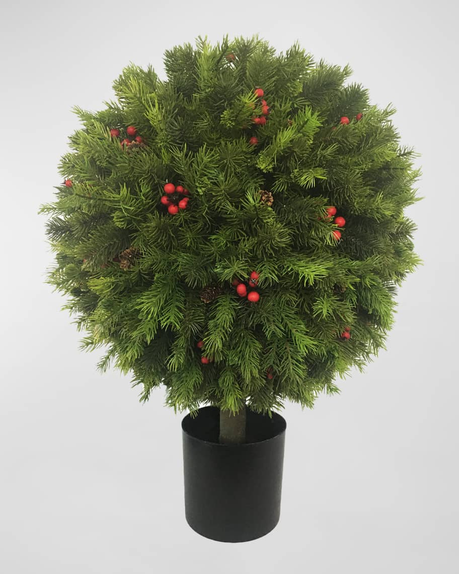 Winward Home Pine Berry Ball Topiary in Pot | Neiman Marcus