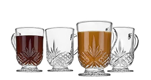 Godinger Coffee Mugs, Tea or Hot Water Glass Cups - Dublin Collection, Set of 4, 10 fluid ounces | Amazon (US)