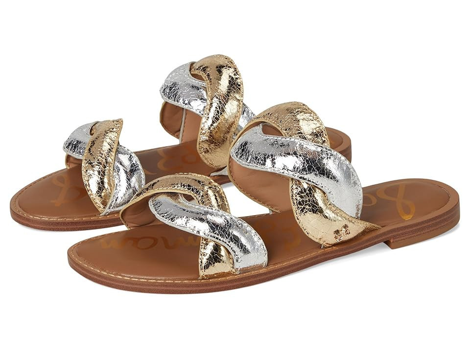 Sam Edelman Hellen Women's Sandals Gold/Silver : 6.5 M, Leather/Rubber | Zappos