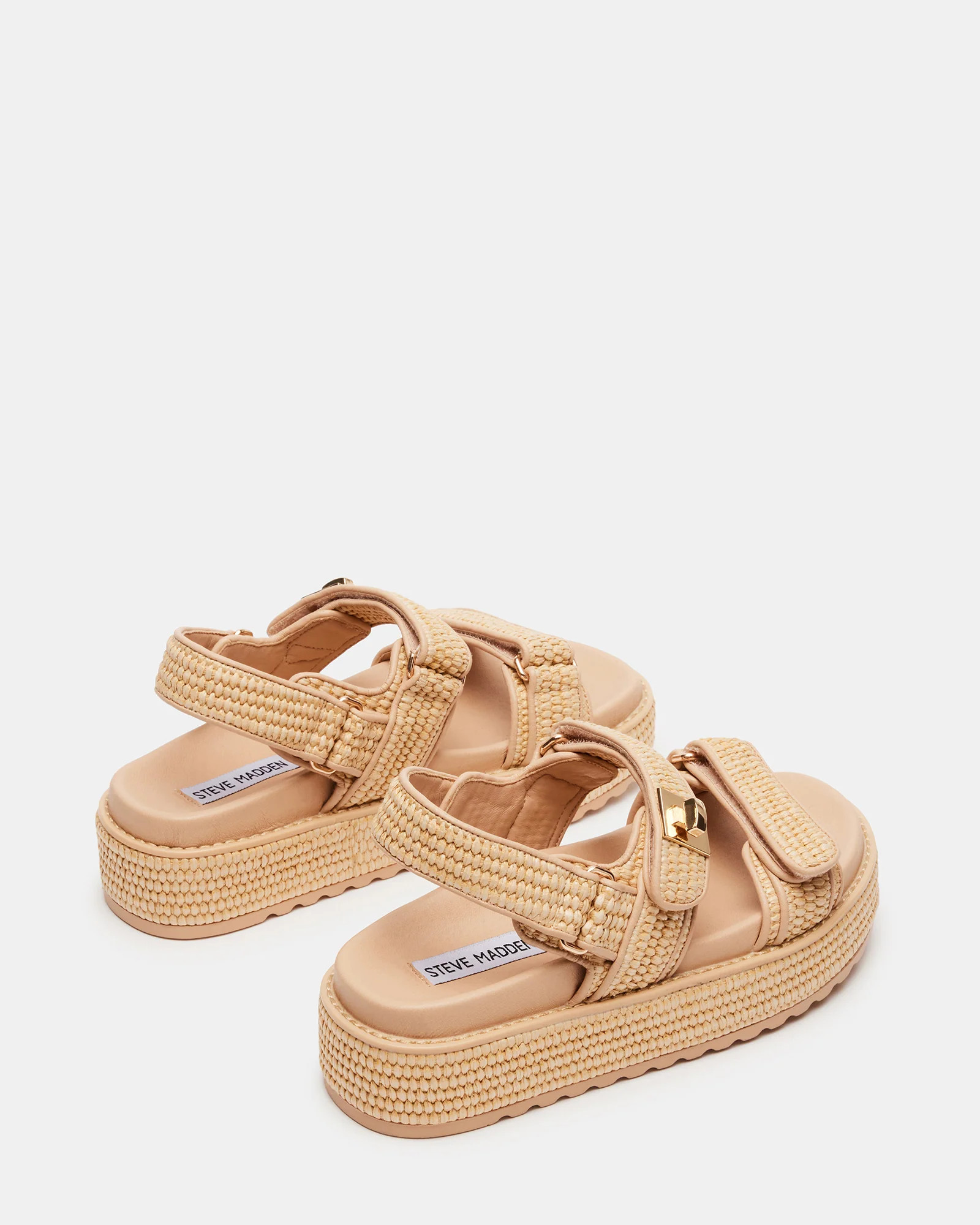 BIGMONA Natural Raffia Leather Women's Platform Sandal | Steve Madden (US)