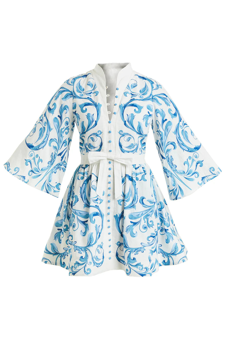 Carmen Mini Dress in Blue & Ivory | Over The Moon