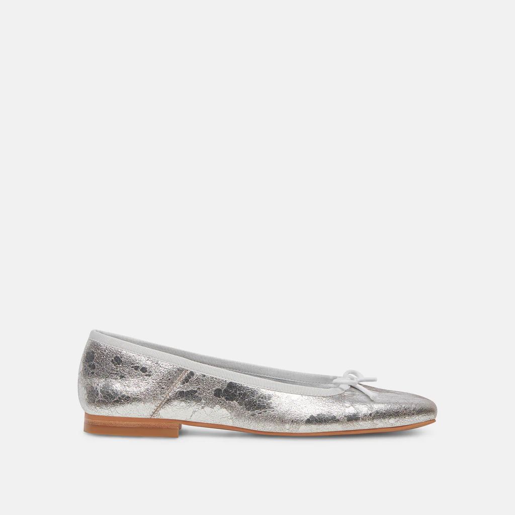 ANISA BALLET FLATS SILVER DISTRESSED LEATHER | DolceVita.com