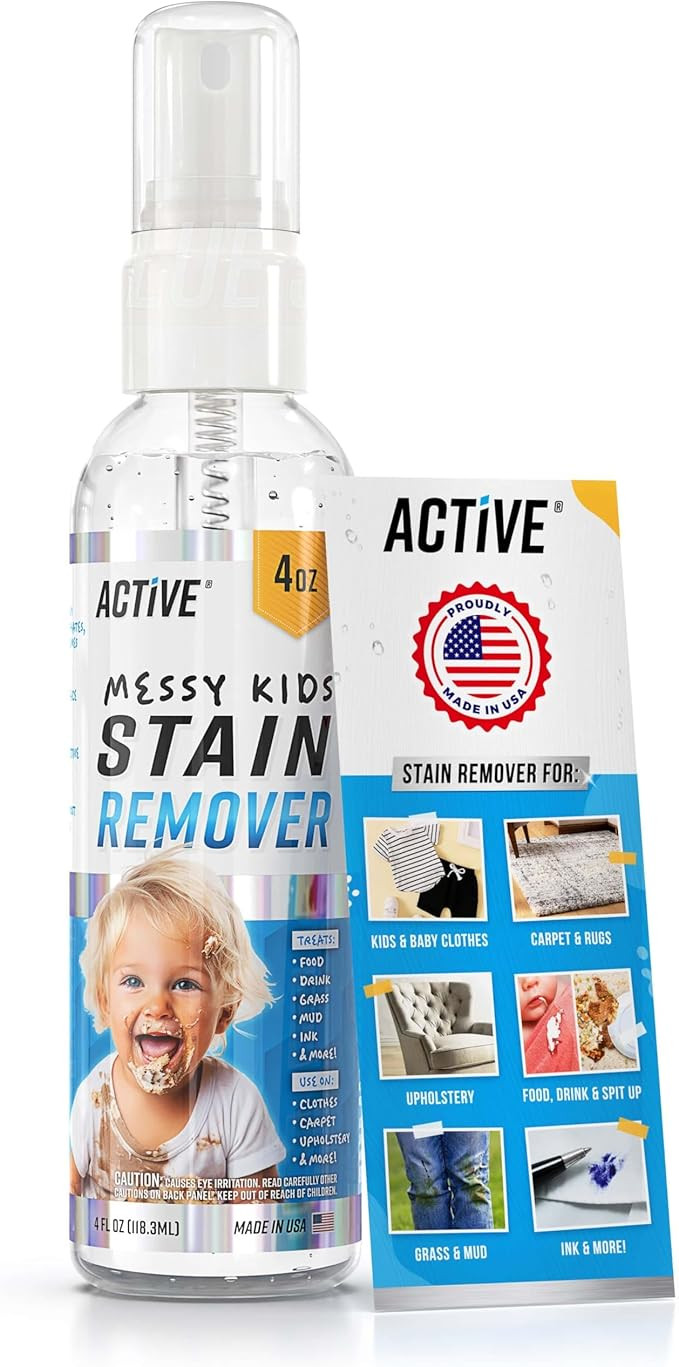 ACTIVE Messy Kids Stain Remover Spray Laundry Spot Cleaner, Natural Stain Treater Spray for Baby ... | Amazon (US)