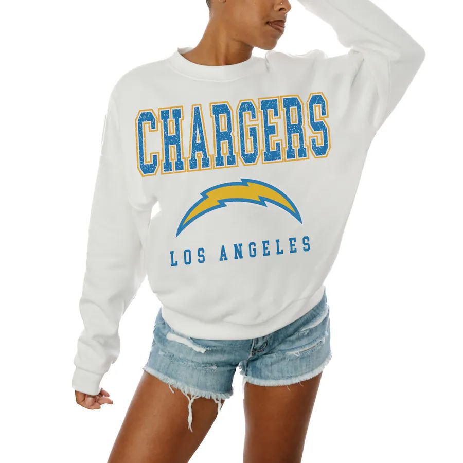 Los Angeles Chargers Gameday Couture Women's  Sunday Drives Oversized Crewneck Pullover Sweatshir... | Fanatics