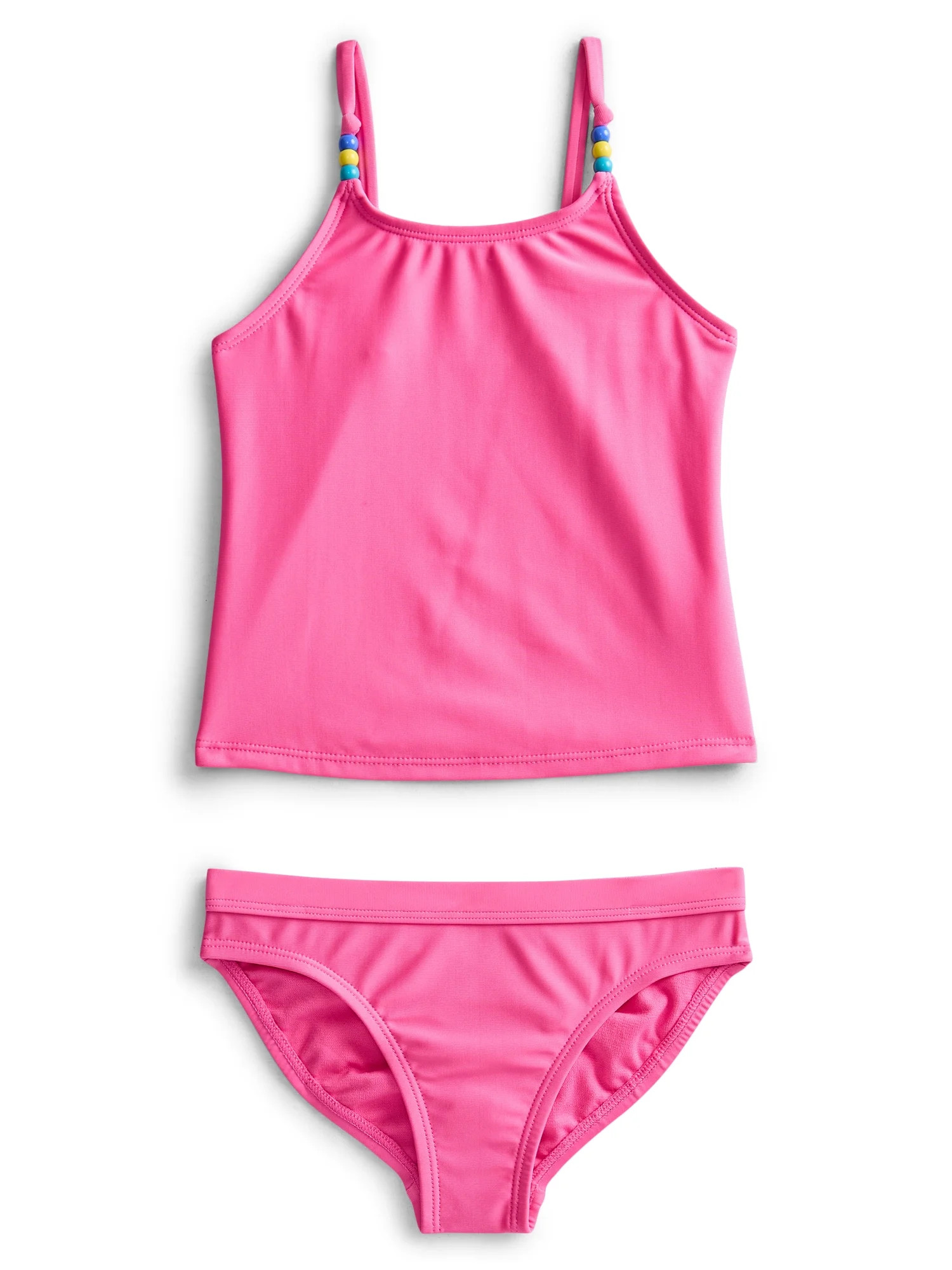 Wonder Nation Girls' Beaded Strap Tankini Swimsuit with UPF 50+, 2-Piece, Sizes 4-18 & Plus | Walmart (US)