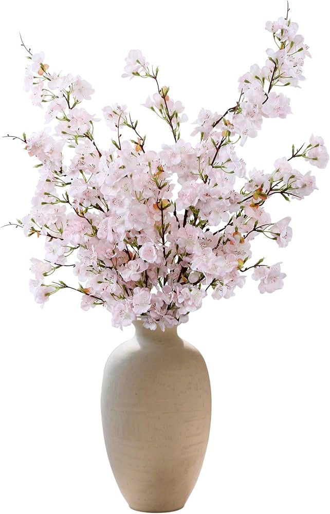 4pcs Silk Cherry Blossom Branches Artificial Flowers for Spring Tall Vase Decoration,40" Long Ste... | Amazon (US)
