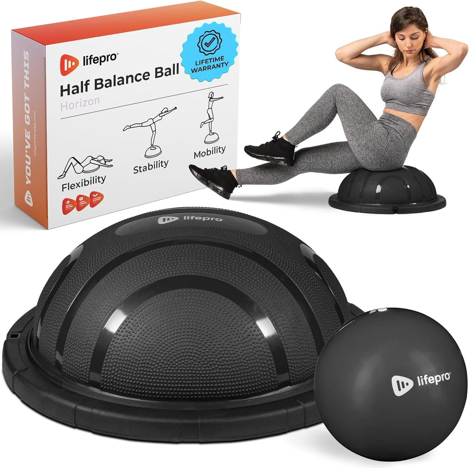 LifePro Half Exercise Ball Trainer - Balance Ball for Exercise - Balance Ball Trainer - Stability... | Amazon (US)