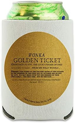 Willy Wonka and the Chocolate Factory Golden Ticket Can Cooler - Drink Sleeve Hugger Collapsible ... | Amazon (US)
