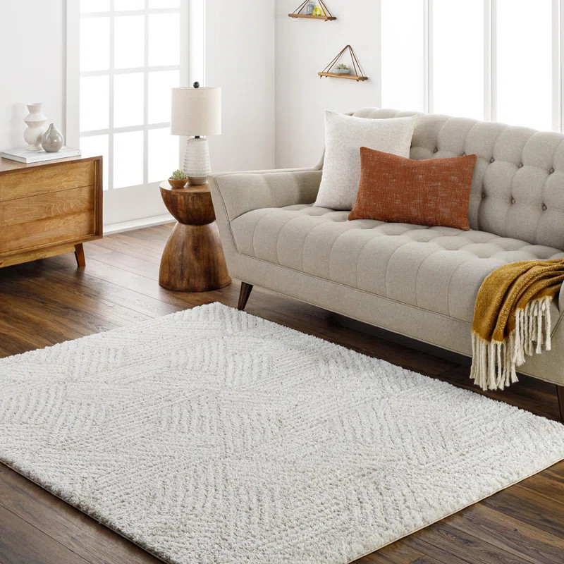 Rehoboth Geometric Machine Woven Polyester Area Rug in Beige/Cream | Wayfair North America