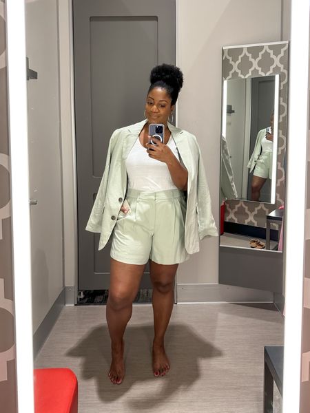 The perfect elevated spring shorts set! This tailored set is great quality, and I love the mint green. Wearing a large in everything, all TTS! #targetstyle #targetfinds

Tailored shorts, blazer, tank top, spring outfit, boss babe

#LTKSeasonal #LTKstyletip #LTKfindsunder50