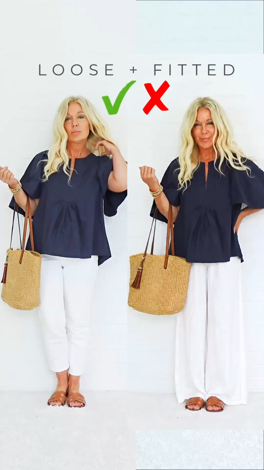 Style rule to remember: balance creates shape. ✨

If your top is loose, keep your bottoms more fitted. If your bottoms are wide or flowy, pair them with a more fitted top.

The contrast creates proportion, defines your shape, and makes every outfit feel more polished.

Save this styling formula for the next time your outfit feels “off.” 🤍

Comment BALANCE if you love these looks. 

Valarie

#StyleTips #FashionOver50 #MidlifeStyle #summeroutfits #StyleOver50

#LTKSeasonal #LTKOver40 #LTKPetite