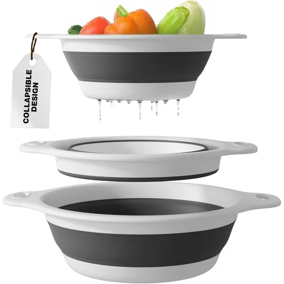 Collapsible Silicone 3QT, 4QT, 5QT Food Strainers, Set of 3 | Walmart (US)