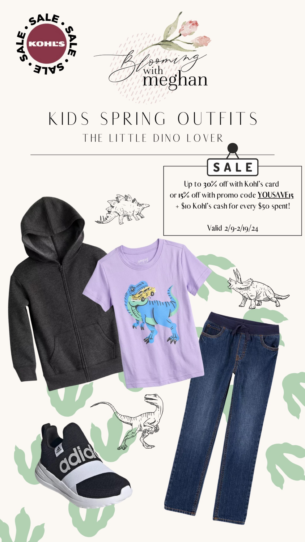 Kohl’s is having a HUGE SALE from 02/09-02/19/24! ‼️

Up to 30% off with Kohl’s Charge
-or-
15% off with promo code YOUSAVE15
-plus with both-
Earn $10 Kohls Cash for every $50 spent

Time to stock up on spring & summer wear! I love shopping Kohl’s for my kids! Their prices are affordable AND their clothing lasts. Personally, we own a bunch of their brand Jumping Bean, and it washes well and lasts. We have this exact zip-up hoodie (multiple) and we have handed them down from our oldest to our youngest and then their little cousin—and then bought bigger sizes over the years!