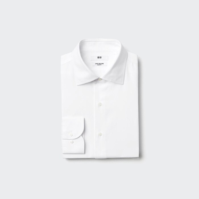 Super Non-Iron Slim-Fit Long-Sleeve Shirt (Semi-Wide Collar) | UNIQLO (US)