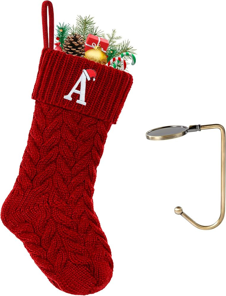 Initial Christmas Stockings,Monogram Letter Stocking Knit Family Stockings | Amazon (US)
