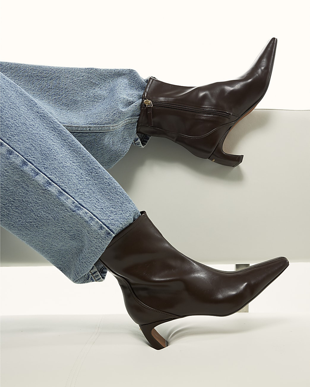 Brown Block Heel Stretch Sock Boots | River Island UK & IE