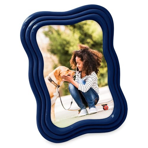 Isaac Jacobs 4x6 Navy Curved Deco Frame for Tabletop and Wall Display, Decorative Art, Design, Home Décor, Gift (4x6, Navy) | Amazon (US)