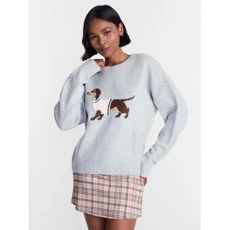 No Boundaries Motif Sweater, Lightweight, Women's and Women's Plus XXS-4X | Walmart (US)