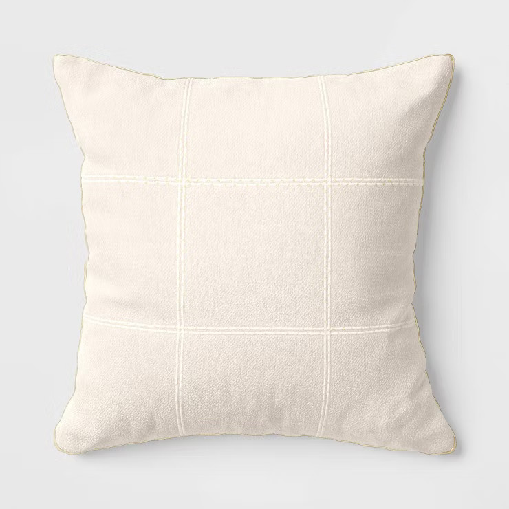 Oversized Windowpane Plaid Embroidered Boucle Square Throw Pillow - Threshold™ | Target