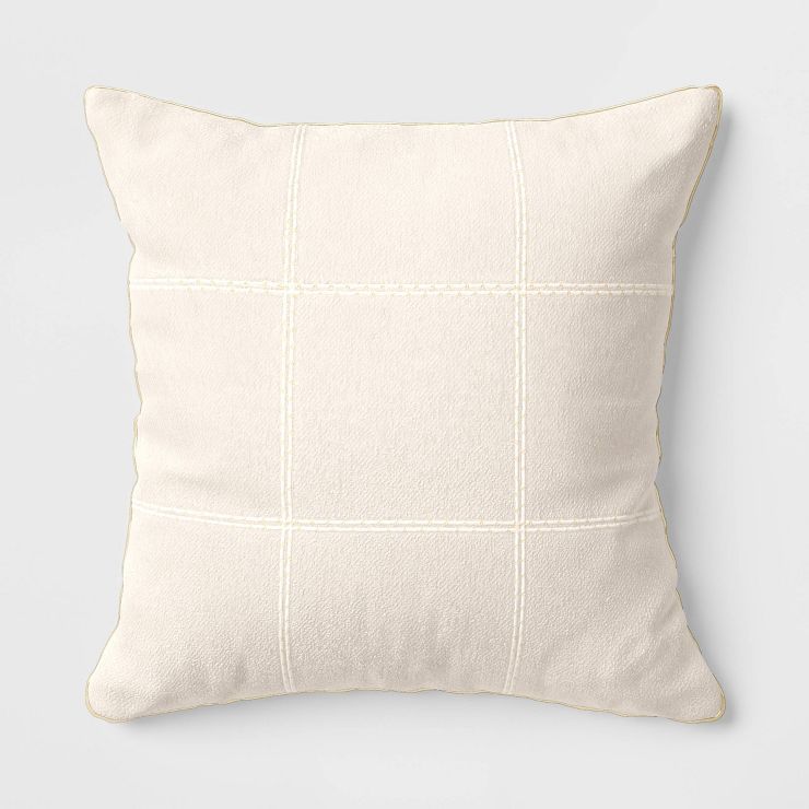 Oversized Windowpane Plaid Embroidered Boucle Square Throw Pillow - Threshold™ | Target