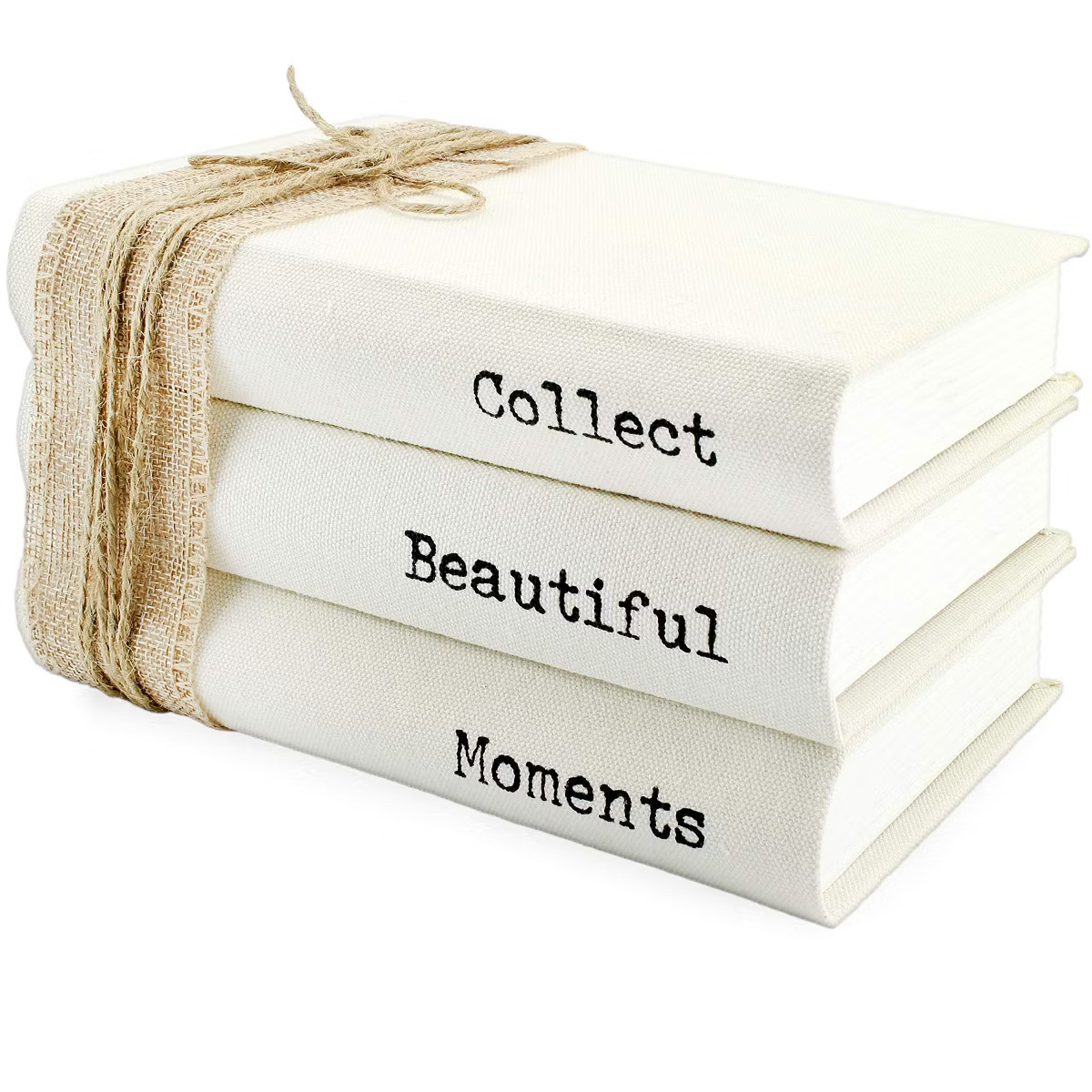 AuldHome Design Faux Book Stack: Collect Beautiful Moments Decorative Hidden Box Set w/ Burlap Ri... | Target