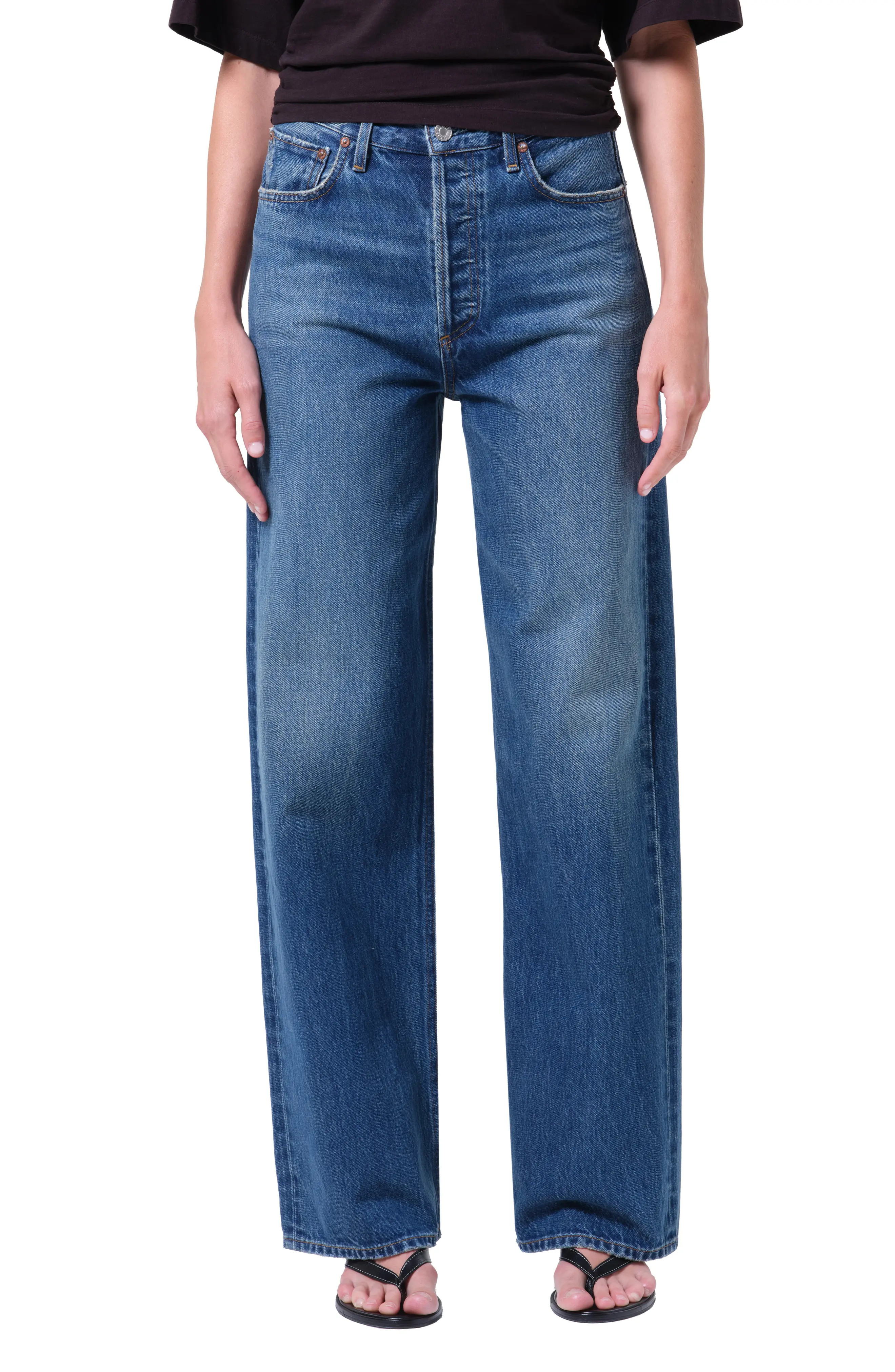 AGOLDE Ren High Waist Wide Leg Jeans in Chapter Dark Indigo at Nordstrom, Size 29 | Nordstrom