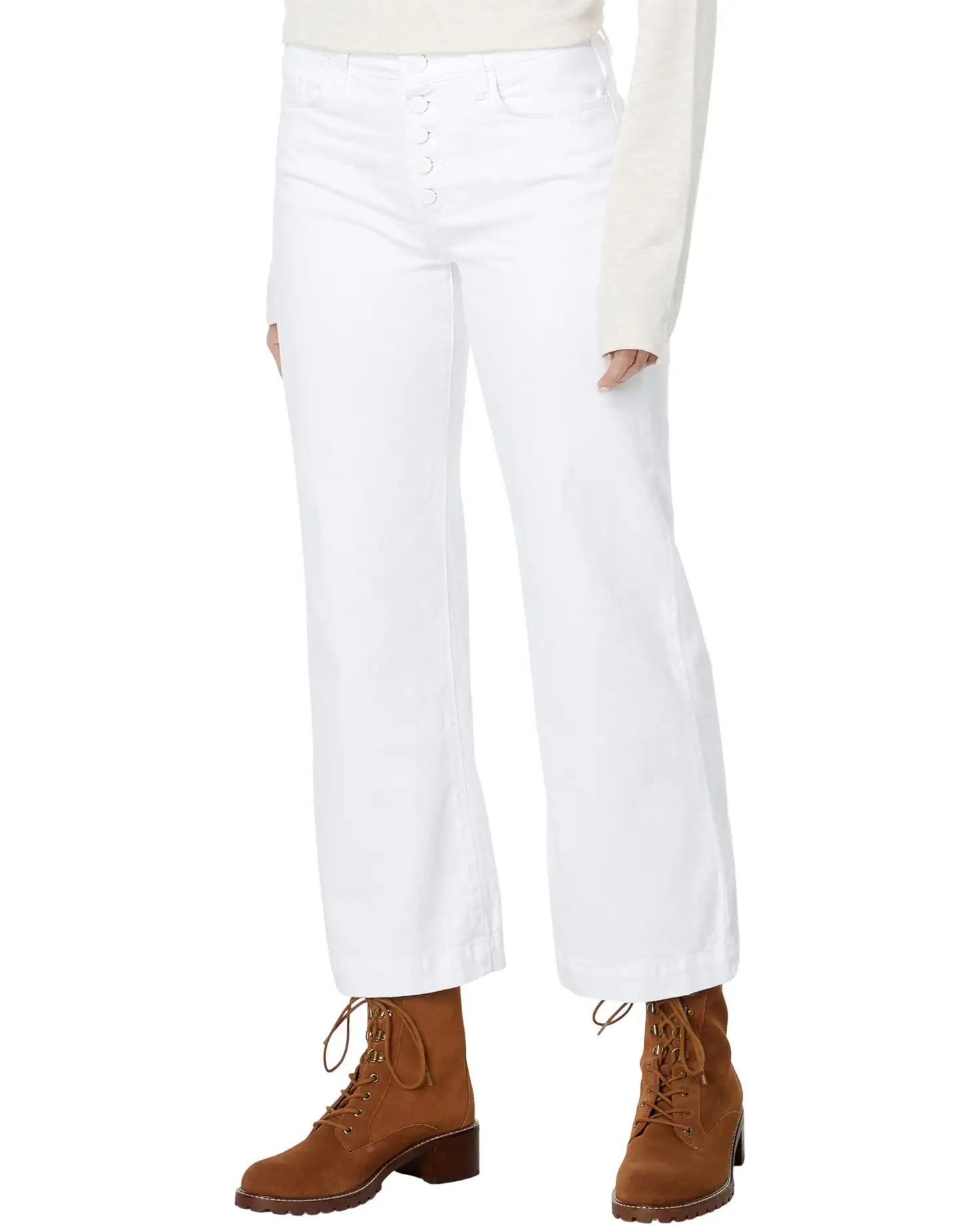 Paige Leenah Ankle Exposed Button Fly in Crisp White | Zappos
