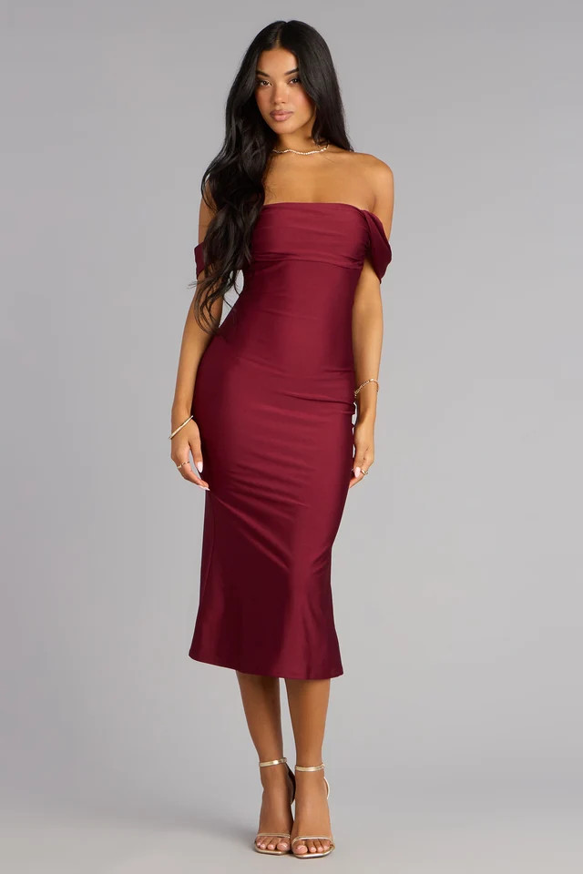 Exceptional Off-The-Shoulder Flared Midi Dress | Windsor Stores