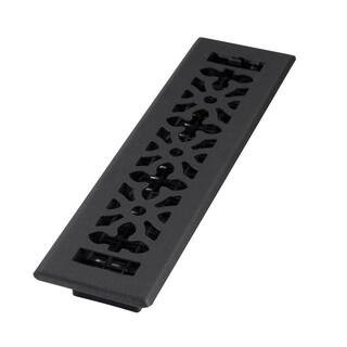 2 in. x 12 in. Gothic Design Black Steel Floor Register | The Home Depot