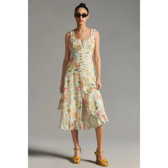 Anthropologie Ruffled Eyelet Dress Size L | Poshmark