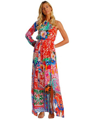 La Moda Clothing Women's Maxi One Shoulder Floral Dress - Macy's | Macy's