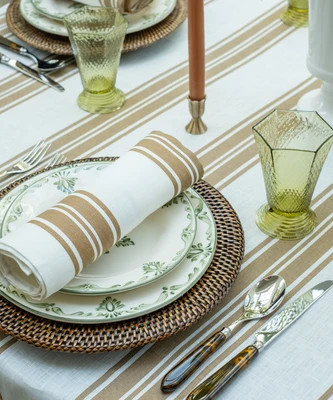 Colette Striped Linen Napkin, Nougat | Rebecca Udall UK