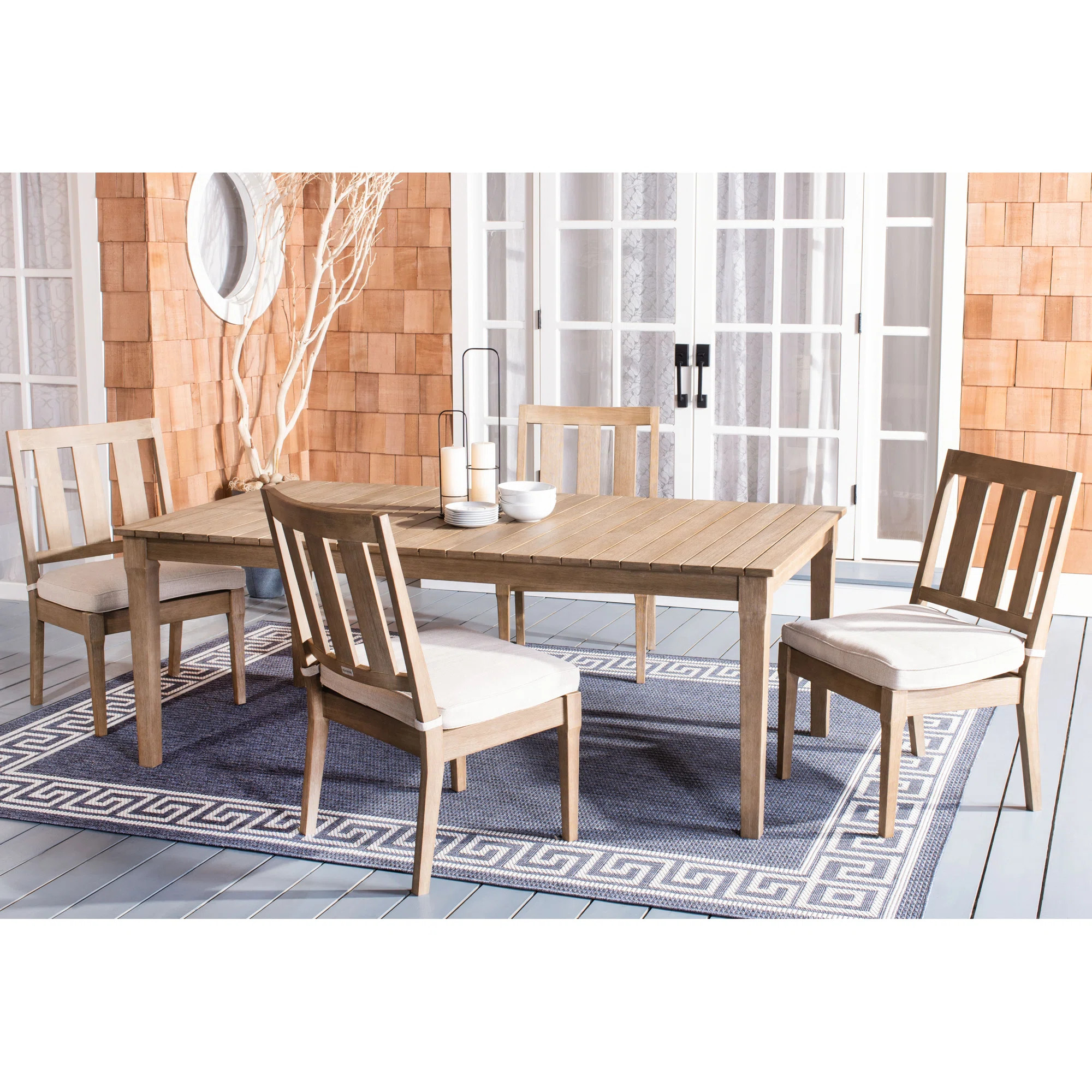 Samya 81.4'' Rectangular 4 - Person Outdoor Dining Set with Cushions | Joss & Main