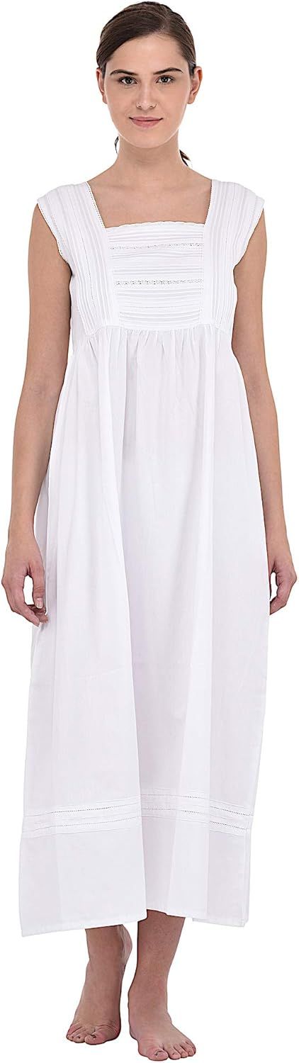 Cotton Lane Hand-Stitched 100% Cotton Nightdress -Sizes UK 8 to 38 (Decorated with Lace & Pin-Tuc... | Amazon (UK)