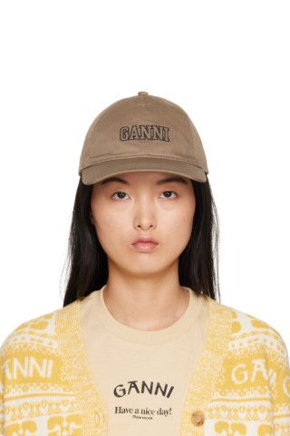 Taupe Embroidered Cap | SSENSE
