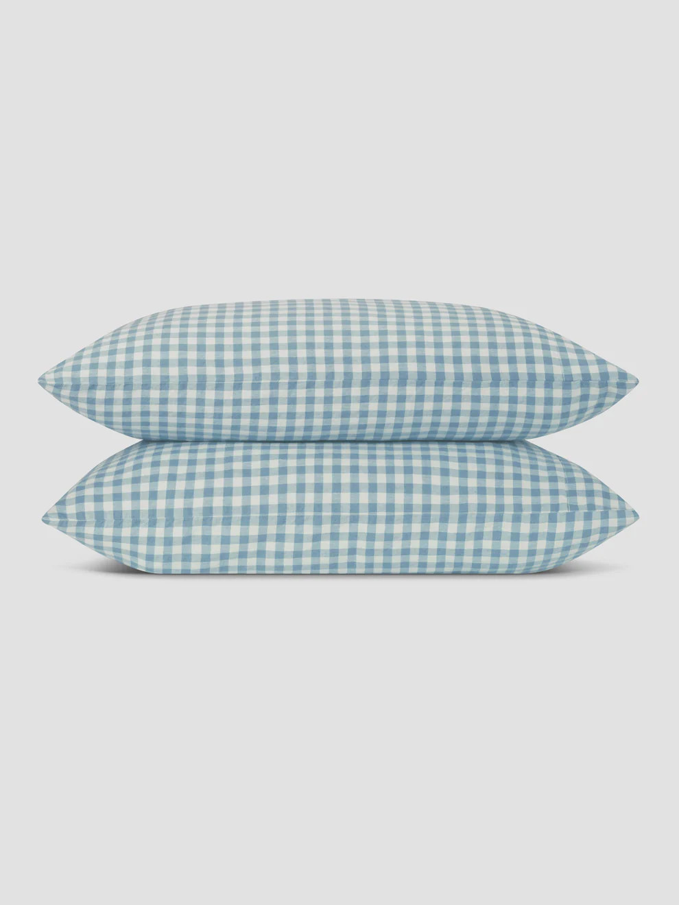 Warm Blue Gingham Linen Blend Pillowcase (Pair) | Piglet