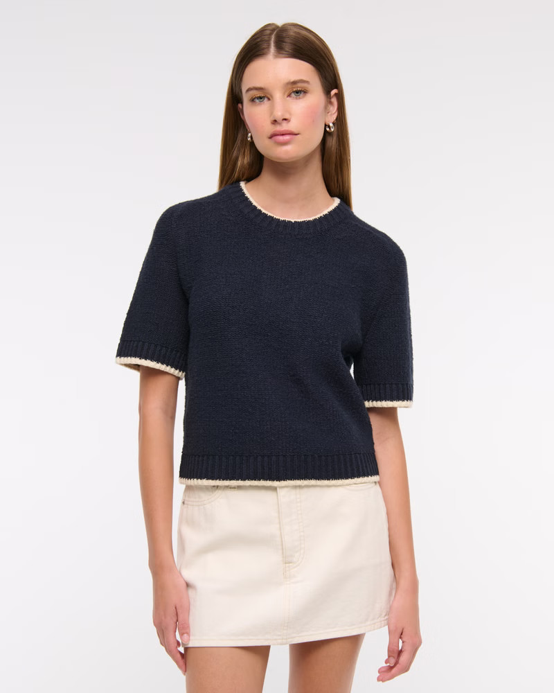 Women's The A&F Madeline Textural Crew Sweater Tee | Women's Tops | Abercrombie.com | Abercrombie & Fitch (US)