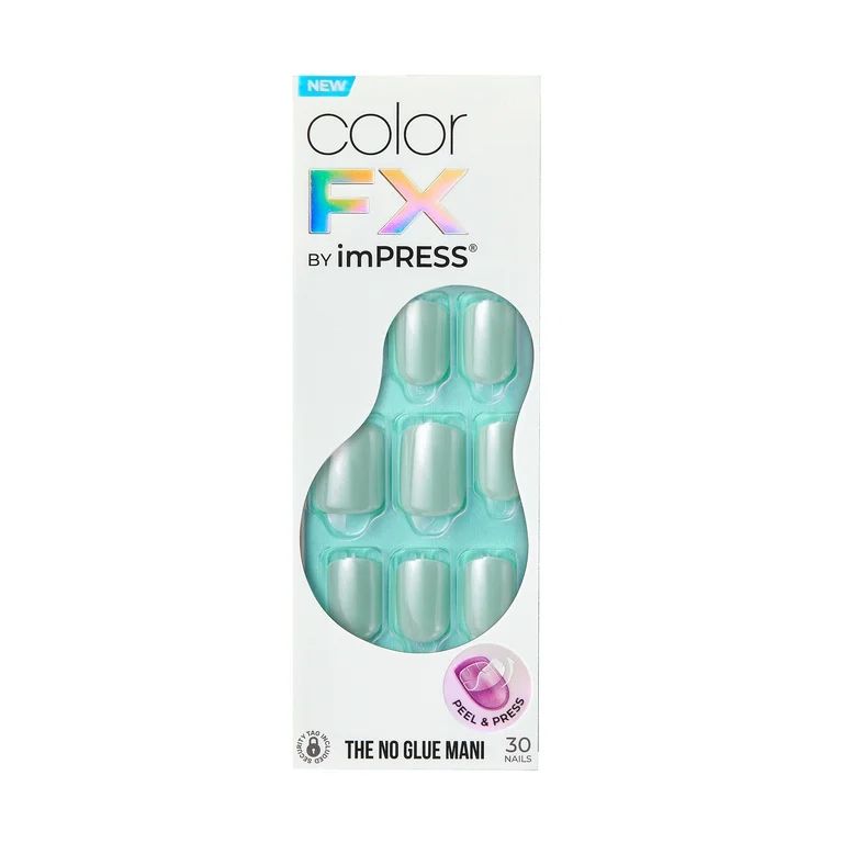 KISS imPRESS Color FX Press-On Nails, No Glue Needed, Green, Short Square, 33 Ct. | Walmart (US)