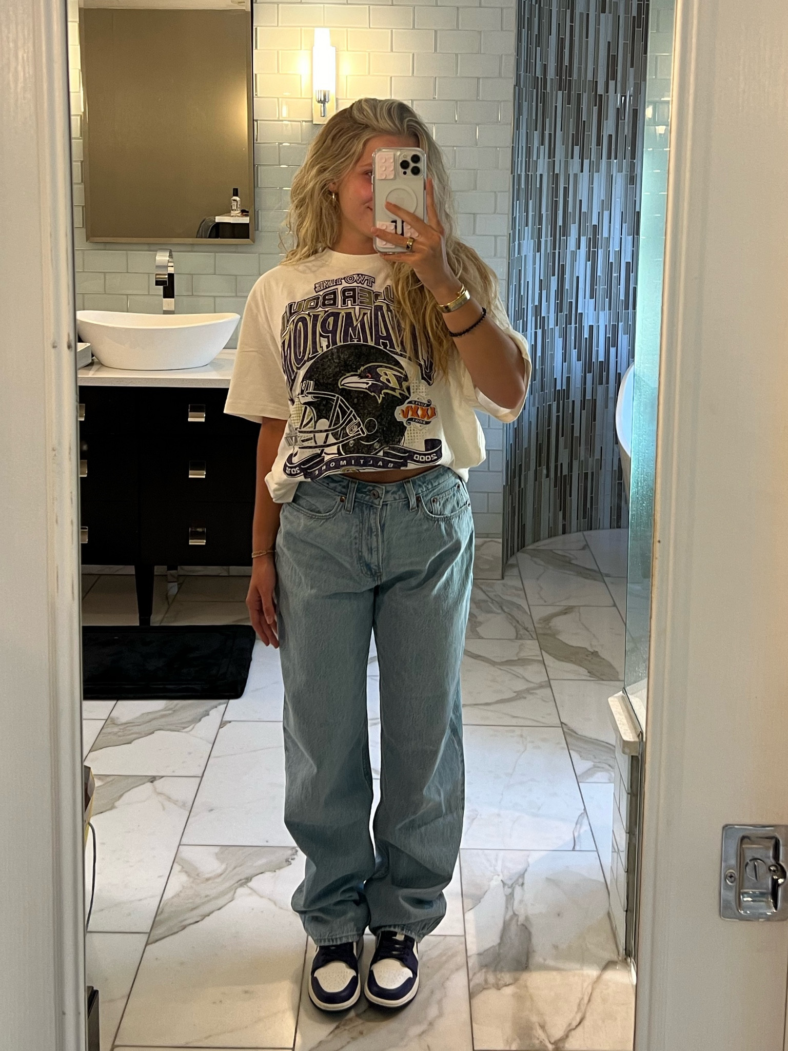 Baltimore Ravens game day outfit 💜🏈 #AbercrombiePartner #ad #sponsored 
@abercrombie NFL collection is 20% off with an additional 15% off with code KICKOFF

#LTKActive #LTKStyleTip #LTKSaleAlert