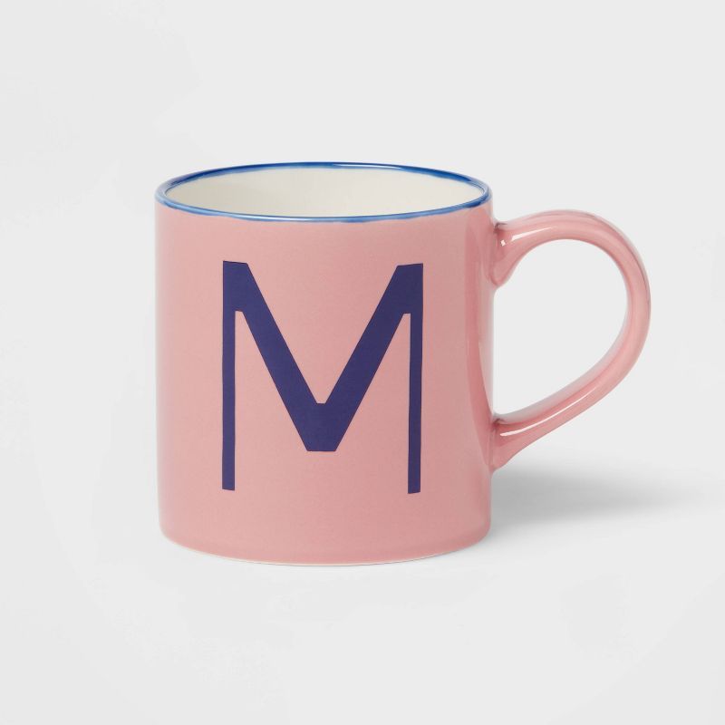 16oz Stoneware Monogram Mug 'M' Pink - Opalhouse™ | Target