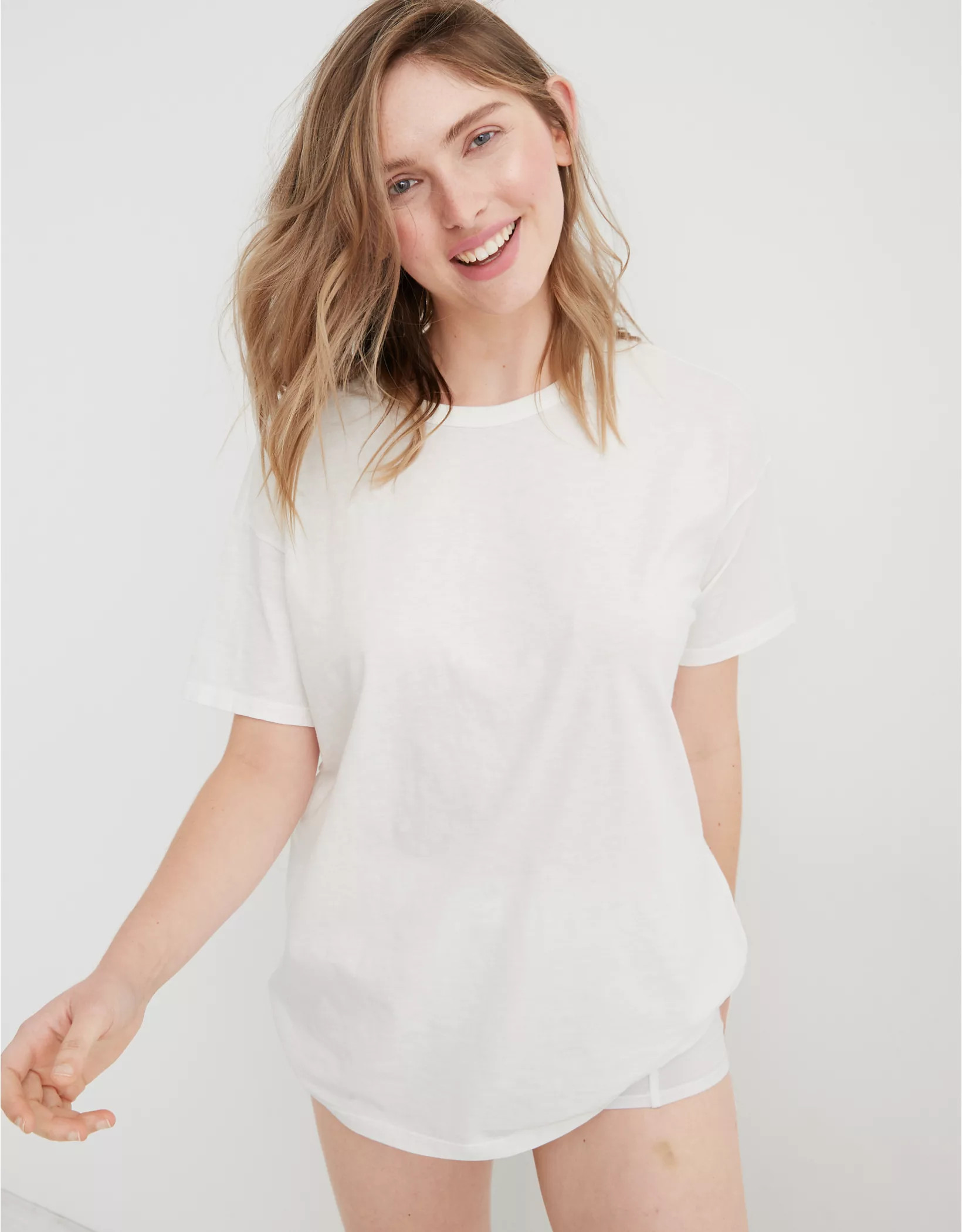Aerie Distressed Basic Boyfriend T-Shirt | Aerie