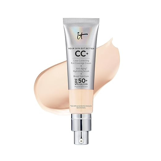 IT Cosmetics CC+ Cream - Full-Coverage Foundation With SPF 50, Color Corrector & Anti-Aging Serum... | Amazon (US)