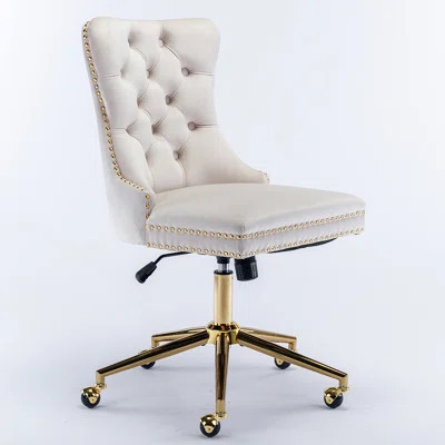 Modern Velvet Upholstered Tufted Button Home Office Chair, Swivel Armless Desk Chair | Wayfair North America