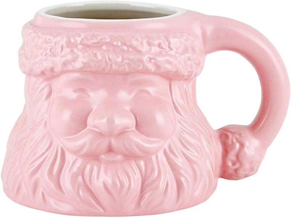Slant Collections Christmas Mug Ceramic Santa Claus Shaped Coffee Cup, 15-Ounce, Pink | Amazon (US)