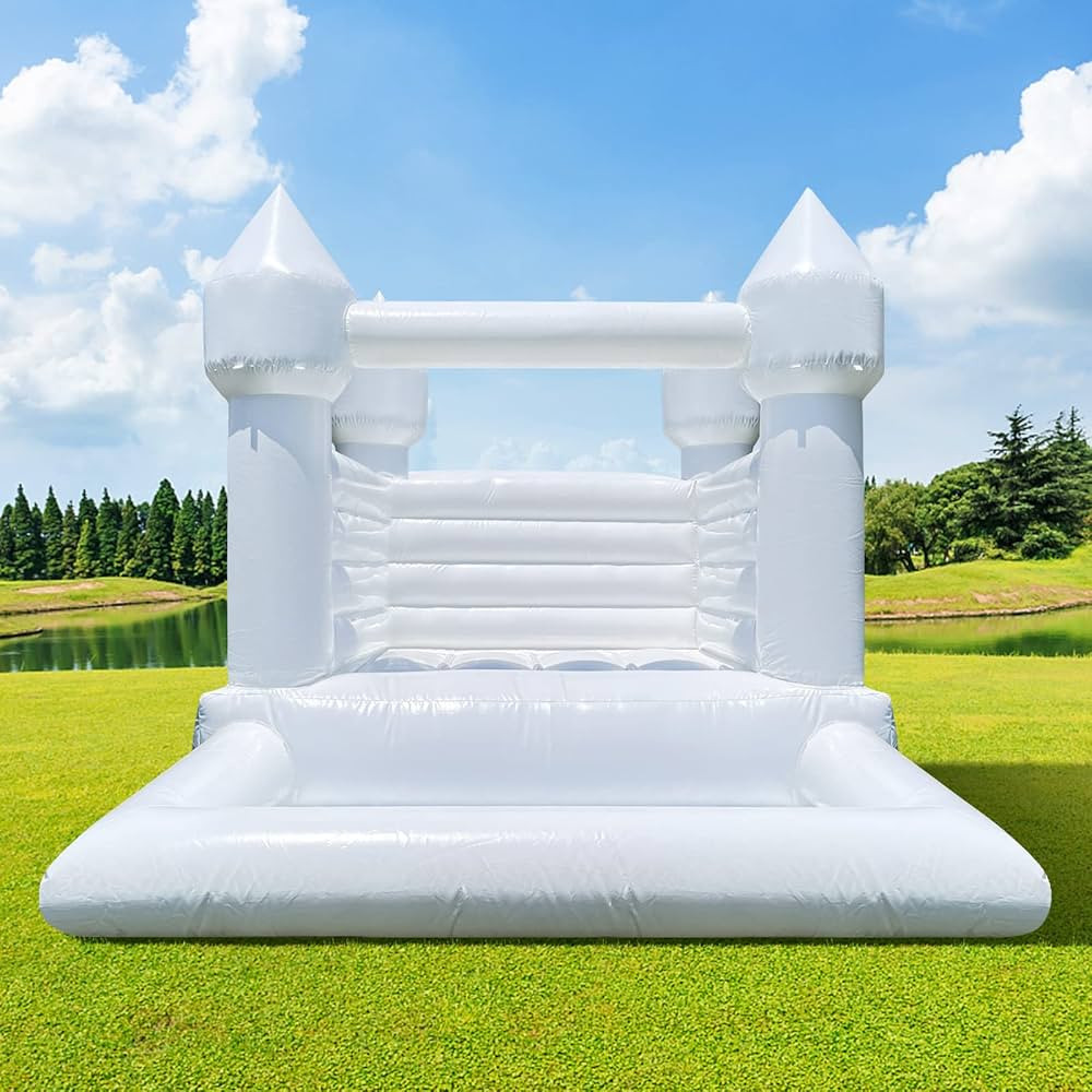 Inflatable White Bounce House with Air Blower White Bouncey Castle (8 * 10FT, White Bounce House ... | Amazon (US)