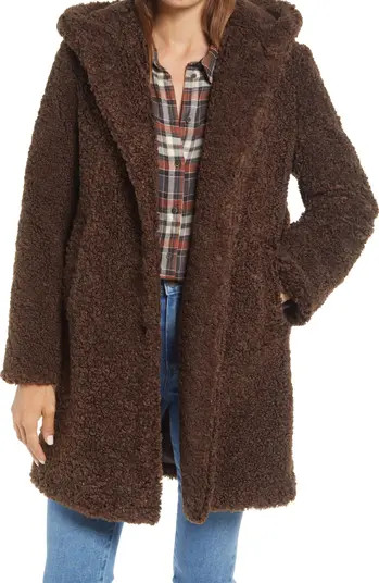Sam Edelman Hooded Faux Shearling Teddy Coat | Nordstrom | Nordstrom